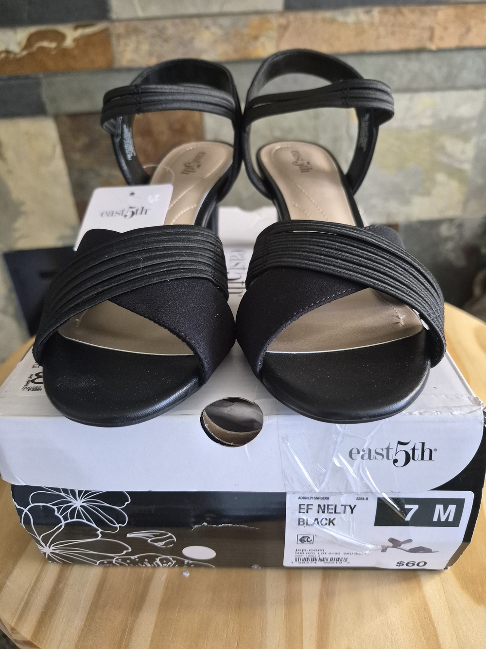 East 5th Black Women's Open-Toe Dress Sandals